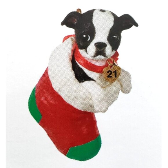 Hallmark Keepsake 2021 Puppy Love Boston Terrier Dog Ornament # 31 QXR9002 - Picture 1 of 9